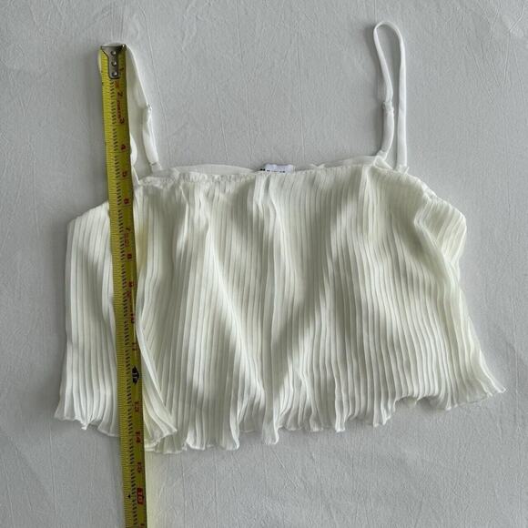 Princess Polly Womens White Pleated Crop Top Flowy Spaghetti Strap Size 6 Blouse - Picture 5 of 6